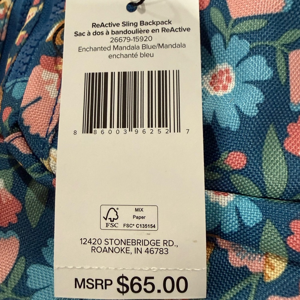 Vera Bradley Teal Floral Sling Crossbody Bag - Picture 4 of 5